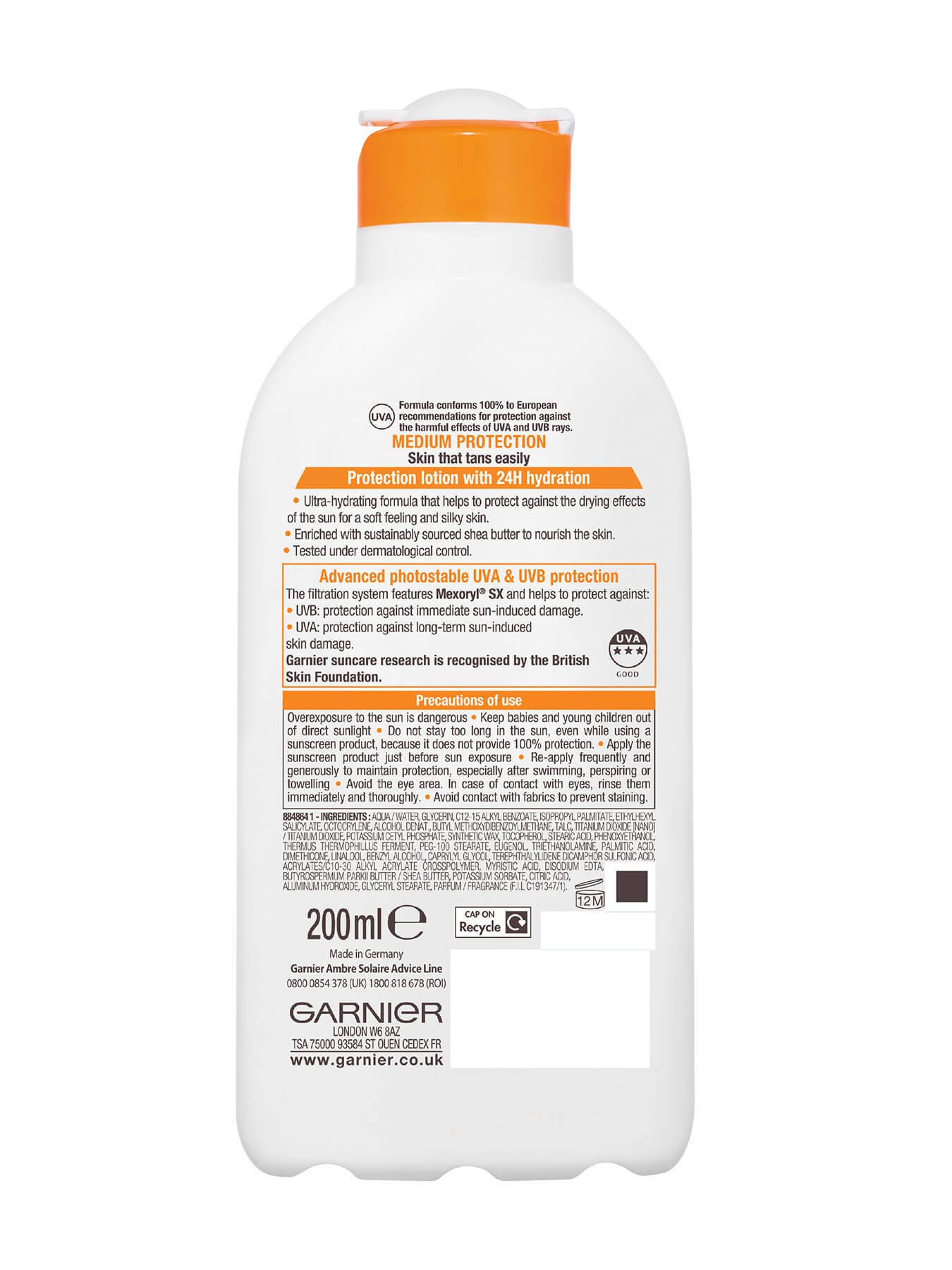 ambre solaire classic hydra 24hr protect back of packshot